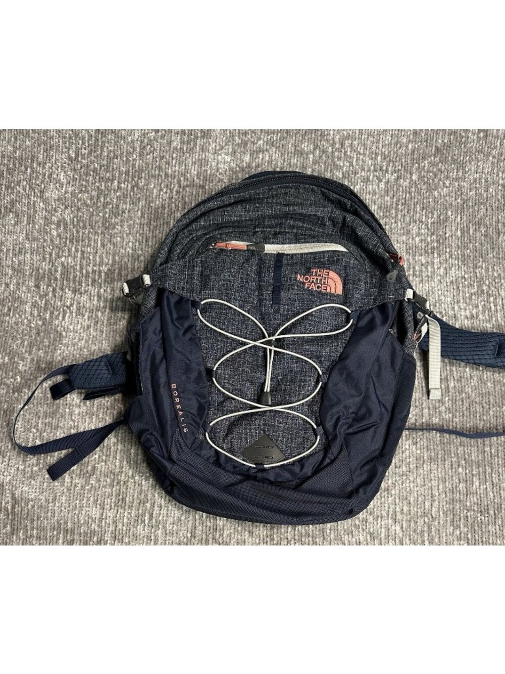 The North Face Borealis Backpack Hiking Blue Pink Zipper Flexvent